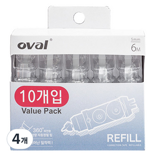 oval 歐文 修正帶補充裝 5mm x 6m 10p, 4個, 白色