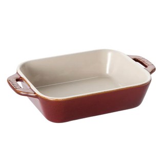 Staub 長方形陶瓷烤盤 雙把手設計 適用於烤箱和微波爐 古銅色 14x11公分, 1個
