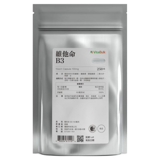 VitalBulk 維他命 B3 菸鹼酸 膠囊, 100mg, 250顆, 1包