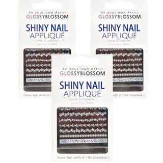 GLOSSYBLOSSOM SHINY NAIL APPLIQUÉ, 浪漫光澤美甲貼, 緞帶, 3組
