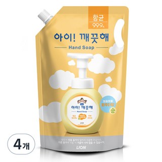 아이깨끗해 순 핸드워시 파우더향 리필용, 1.8L, 4개
