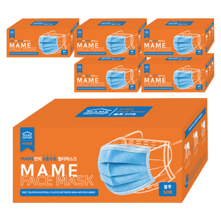MAME 3중구조 일회용 마스크, 50개입, 6개, 블루