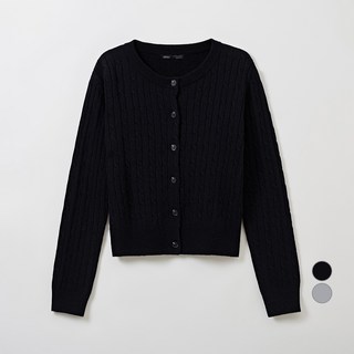 스파오 울블렌드 케이블 라운드넥 카디건