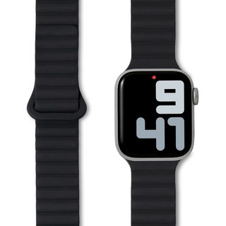 애플워치 호환 마그네틱 투톤 실리콘 스트랩 42 / 44 / 45 / 46 / 49mm, 블랙, 1개