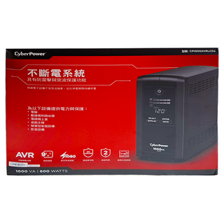CyberPower 1000VA 不斷電系統,具有防雷擊與突波保護功能, CP1000AVRLCDA