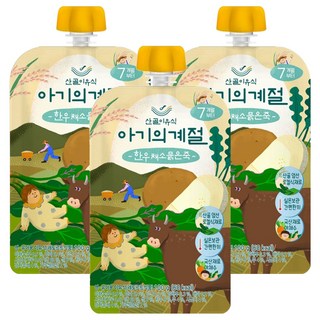 에코맘의산골이유식 아기의 계절 한우 채소 묽은죽, 100g, 3개