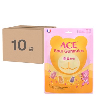 ACE 酸Q熊軟糖, 五種綜合水果口味, 無添加色素、香料、防腐劑, 法國進口, 220g, 10袋