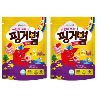 아이배냇 아동용 핑거별 쌀과자, 새우맛, 30g, 2개