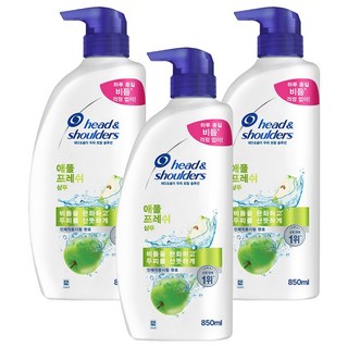 헤드앤숄더 두피 토탈 솔루션 샴푸 애플 프레쉬 상쾌한 향, 850ml, 3개