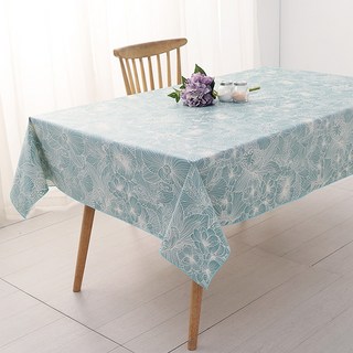 Casa Bella 美麗家居 北歐風防水桌巾 140cm x 220cm, 140 x 220cm, 湖綠三色堇, 1個