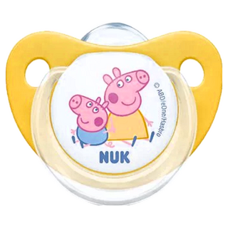 NUK 佩佩豬矽膠安撫奶嘴, 1號 2入, 適合0-6 / 6-18個月, 0歲以上, 顏色隨機, 1組
