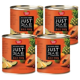 동원 JUST 저스트 노슈가 후르츠 칵테일 통조림, 4개, 425g