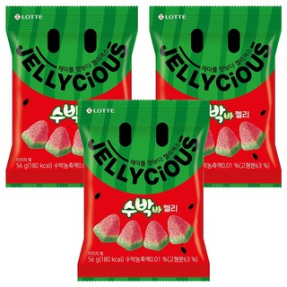 롯데웰푸드 젤리셔스 수박바, 56g, 3개