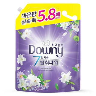 다우니 7일 탈취파워 초고농축 대용량 섬유유연제 화이트티와 릴리 리필, 4.1L, 1개