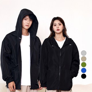턴키 남녀공용 빅사이즈 오버핏 아노락 풀 집업 후드 바람막이 점퍼 AJ-1219