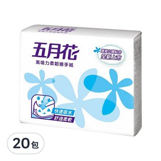 五月花 高吸力柔韌擦手紙, 100抽, 20包