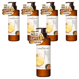 HAIR RECIPE 髪的食譜 原廠公司貨 防斷豐盈洗髮露 生薑清茶, 5瓶, 530ml