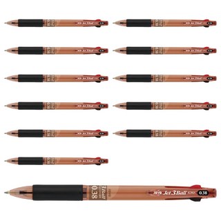 JAVAPEN Jet 3 Ball 3 色原子筆 0.38 mm, 棕色, 12個