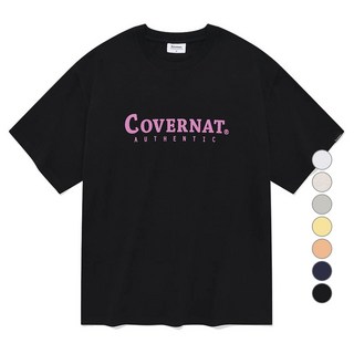 커버낫 남녀공용 어센틱 로고 반팔 면 티셔츠