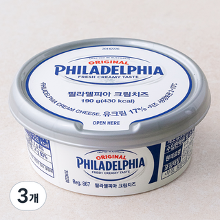 필라델피아 크림치즈, 190g, 1개입, 3개