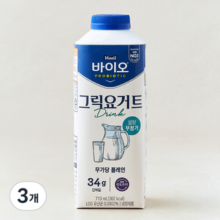 매일바이오 그릭요거트 드링크 무가당, 3개, 1개입, 710ml