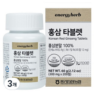 농협 에너지허브 홍삼 타블렛 60g, 3개, 200정