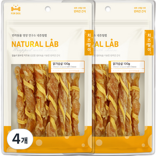 내츄럴랩 치즈말이 강아지간식, 닭가슴살, 100g, 4개