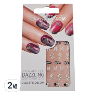 GLOSSYBLOSSOM 3D眩眼美甲貼 Set, 閃亮貼花 耀眼裝飾, 骰子, 2組