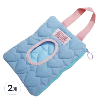 하루이 휴대용 물티슈 파우치 대형, 블루, 2개