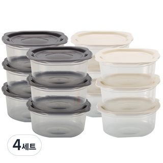 이지앤프리 맛쿡 냉동밥보관용기 세트 400ml, 뚜껑 2종 x 6p + 용기 2종 x 6p, 4세트