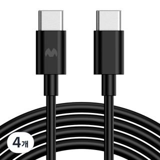 구스페리 c타입 to c타입 60W 고속 충전 케이블, 0.5m, 블랙, 4개