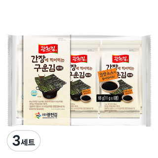 광천김 간장에 찍어 먹는 구운 파래김 간장포함, 11g, 18개