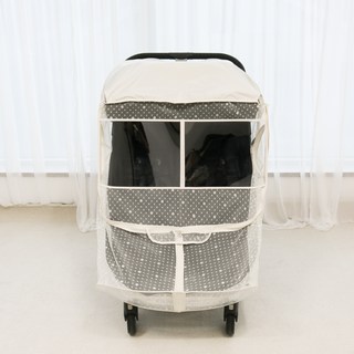 와우베이비 쌍둥이 유모차 모기장커버 디럭스형, 도트아이보리, 1개