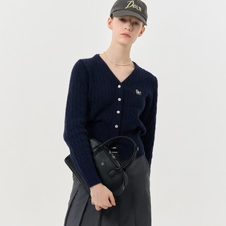 제너럴아이디어 여성용 GNRL 울 브이넥 케이블 가디건 WBD3L04526