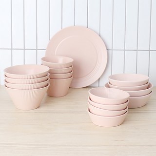 Bloom at home Strisha 4人餐具家用組 17入, 1組, 迷霧玫瑰, 空氣 4p + 處理 4p + 冷小 4p + 冷中 2p + 冷大 2p + 大盤