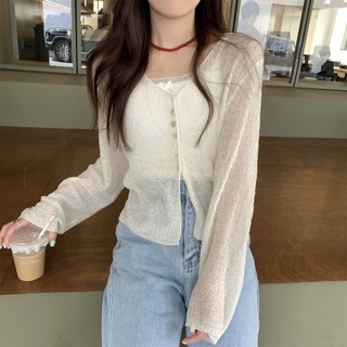 아이엠몽 여성용 미티포 시스루 베이직 긴팔 가디건