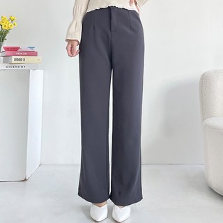 잘빠진 여성용 심플 엣지 기모 스판 일자 슬랙스