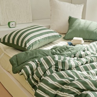 딥그린스트라이프이불 - 바자르 더라인즈 먼지없는 차렵이불 세트