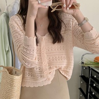 immong 女款Miromi輕薄網狀夏季針織開襟衫