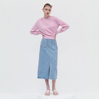 에고이스트 여성용 아웃포켓 H라인 데님 면 스커트 ER2BO404