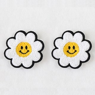 COTS 봉제식 와펜, 꽃스마일, 2개