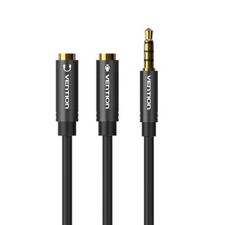 4극 남성-여성 오디오 이어폰 Y 케이블 3.5mm – 블랙 스피커헤드셋전환