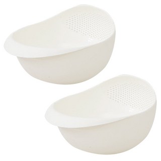 THE ZAKKA 洗米瀝水籃 中號28x20x14公分 象牙白色 2入, PP塑料材質, 中號(28 x 20 x 14cm), 象牙白, 2個