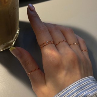 새미쥬얼리 여성용 14K 럭키클로버 체인 반지