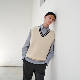 파라파코 24년 베이직 레트로 니트조끼 니트베스트 12 마인드브릿지 남성용 울혼방 브이넥 오버핏 베스트 MWVT7152