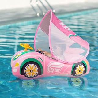 부추카 유아용 천사 날개 그늘막 자동차 보행기 튜브, 피치 핑크, 1개