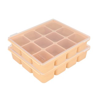 쁘띠누베 국내 제조 실리콘 멀티큐브 이유식 냉동용기 12구, 샌드베이지, 2개