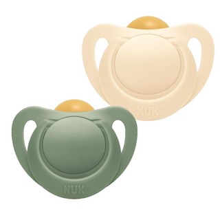 NUK For Nature 乳膠奶嘴 2 件套, 綠色, 米色, S2(6-18個月), 1組