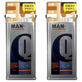 MAN-Q S2全效潔淨露 柑橘薄荷, 3合1洗髮洗臉洗澡, 全身清潔, 350ml, 2瓶