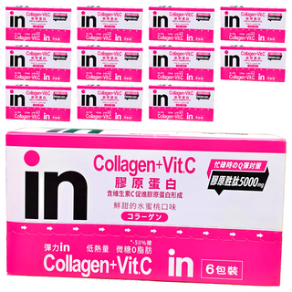 WEIDER 威德 in果凍飲膠原蛋白 水蜜桃, 含維生素C, 膠原蛋白肽5000mg, 6包裝, 180g, 12個